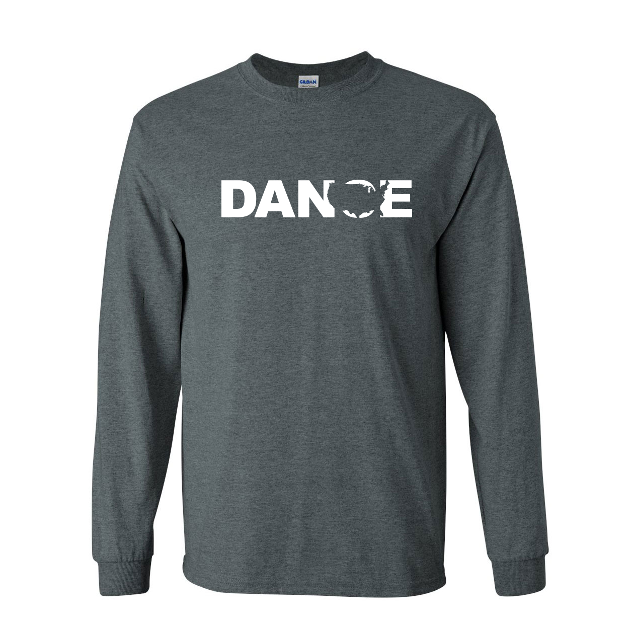 Dance United States Classic Long Sleeve T-Shirt Dark Heather (White Logo)