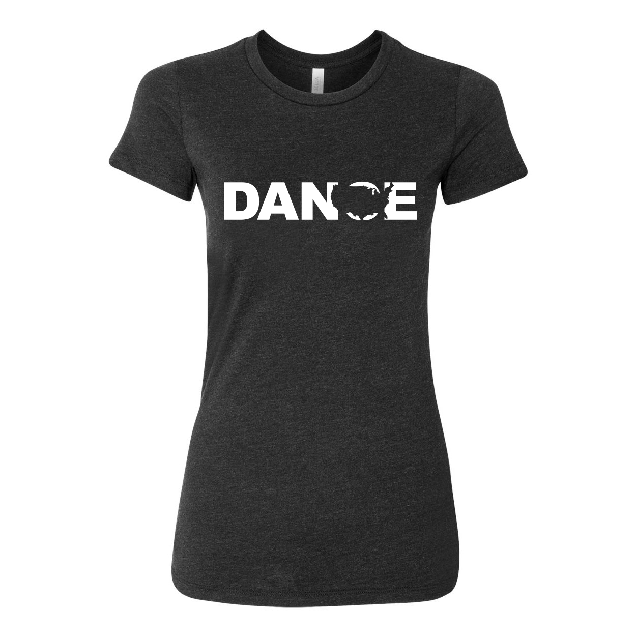 Dance United States Classic Women's Fitted Tri-Blend T-Shirt Dark Heather Gray (White Logo)