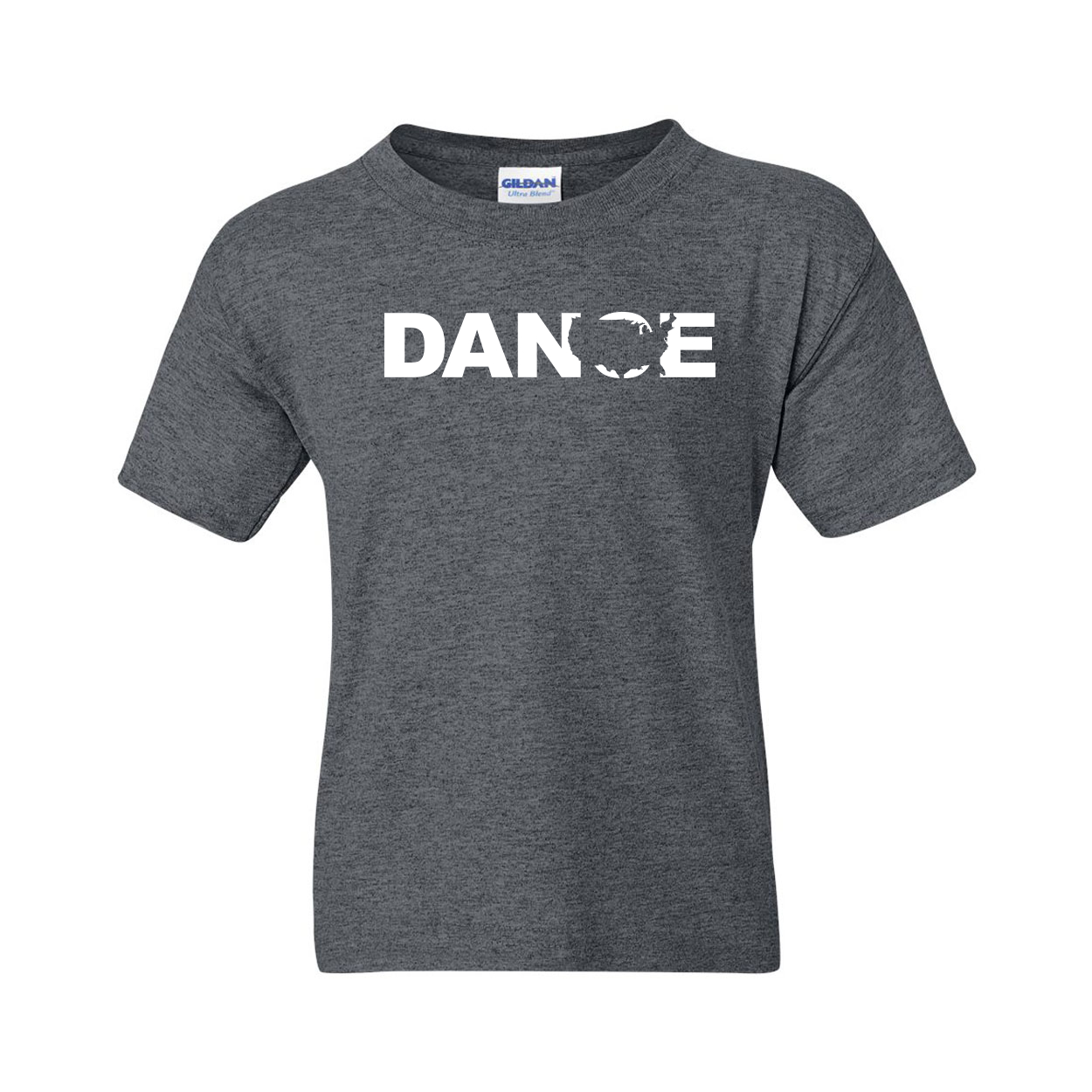 Dance United States Classic Youth T-Shirt Dark Heather Gray (White Logo)