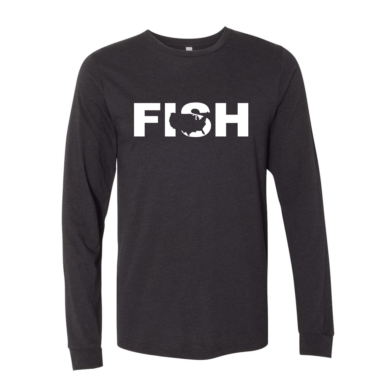 Fish United States Classic Premium Long Sleeve T-Shirt Black (White Logo)