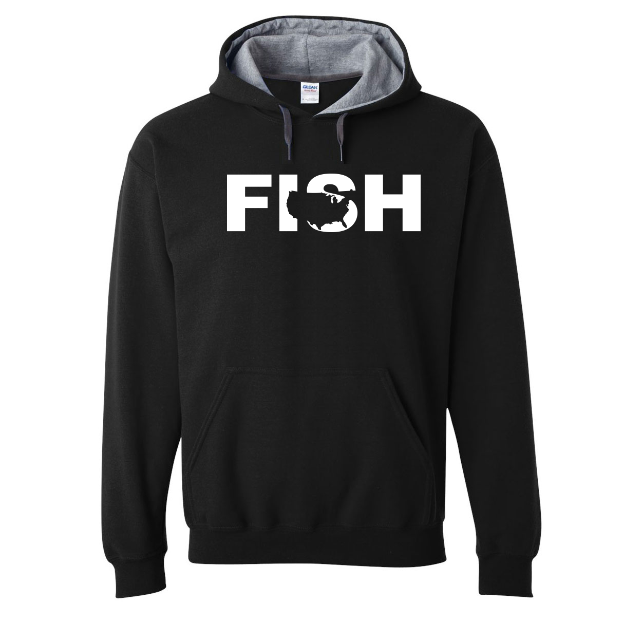 Fish United States Classic Contrast Sweatshirt Black (White Logo)