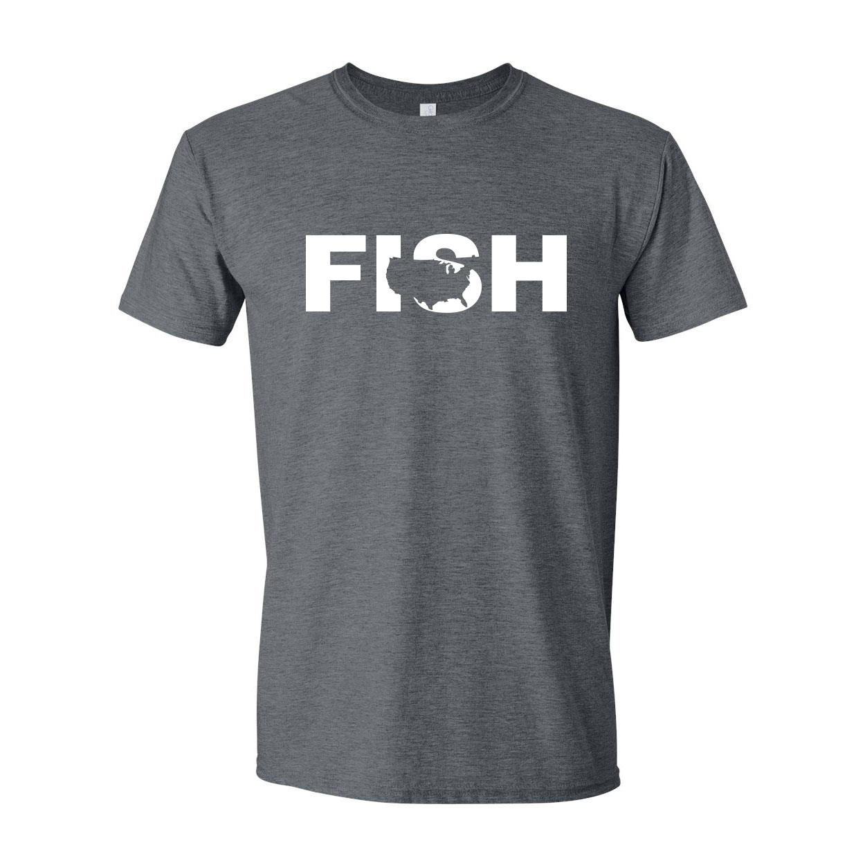 Fish United States Classic T-Shirt Dark Heather Gray (White Logo)