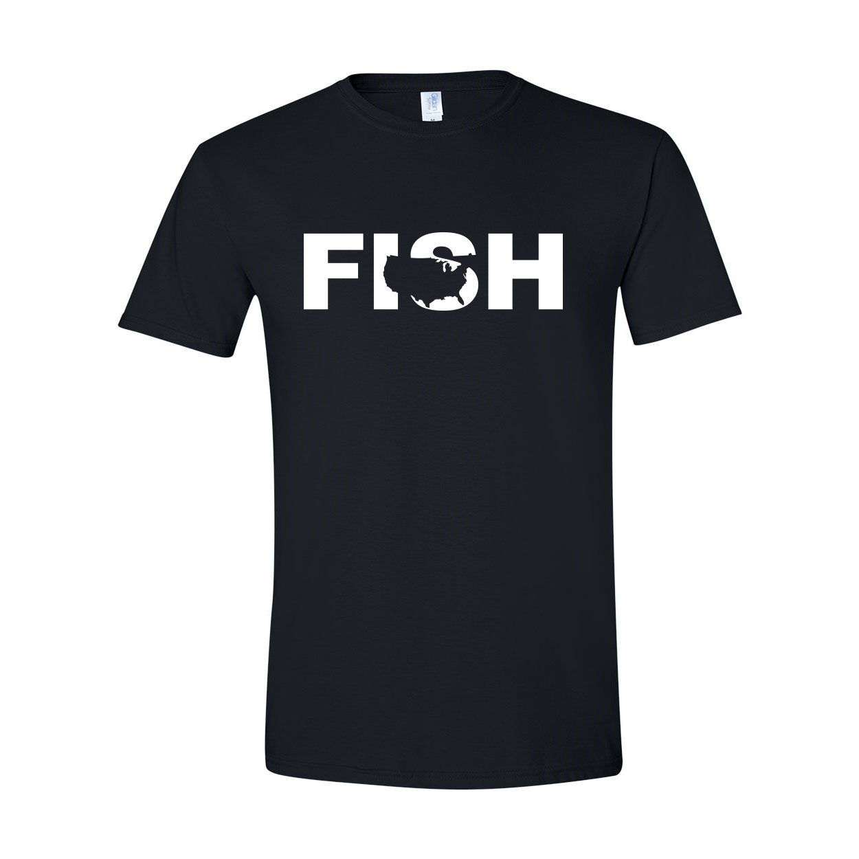 Fish United States Classic T-Shirt Black (White Logo)