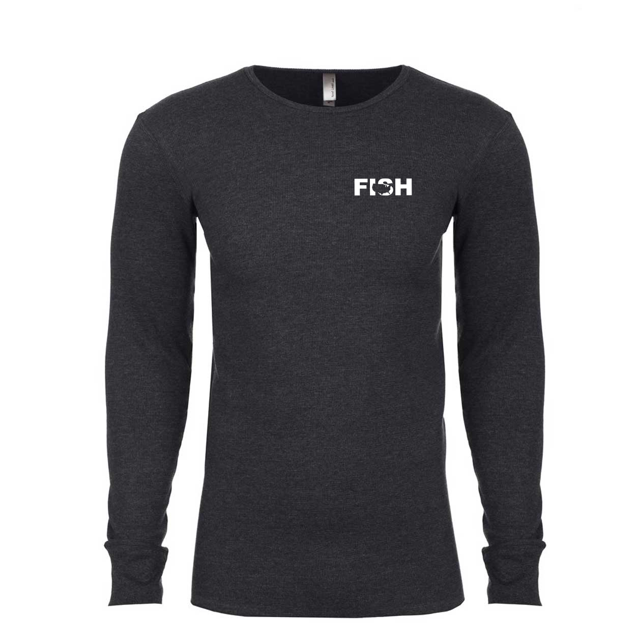 Fish United States Long Sleeve Thermal Shirt Heather Charcoal (White Logo)