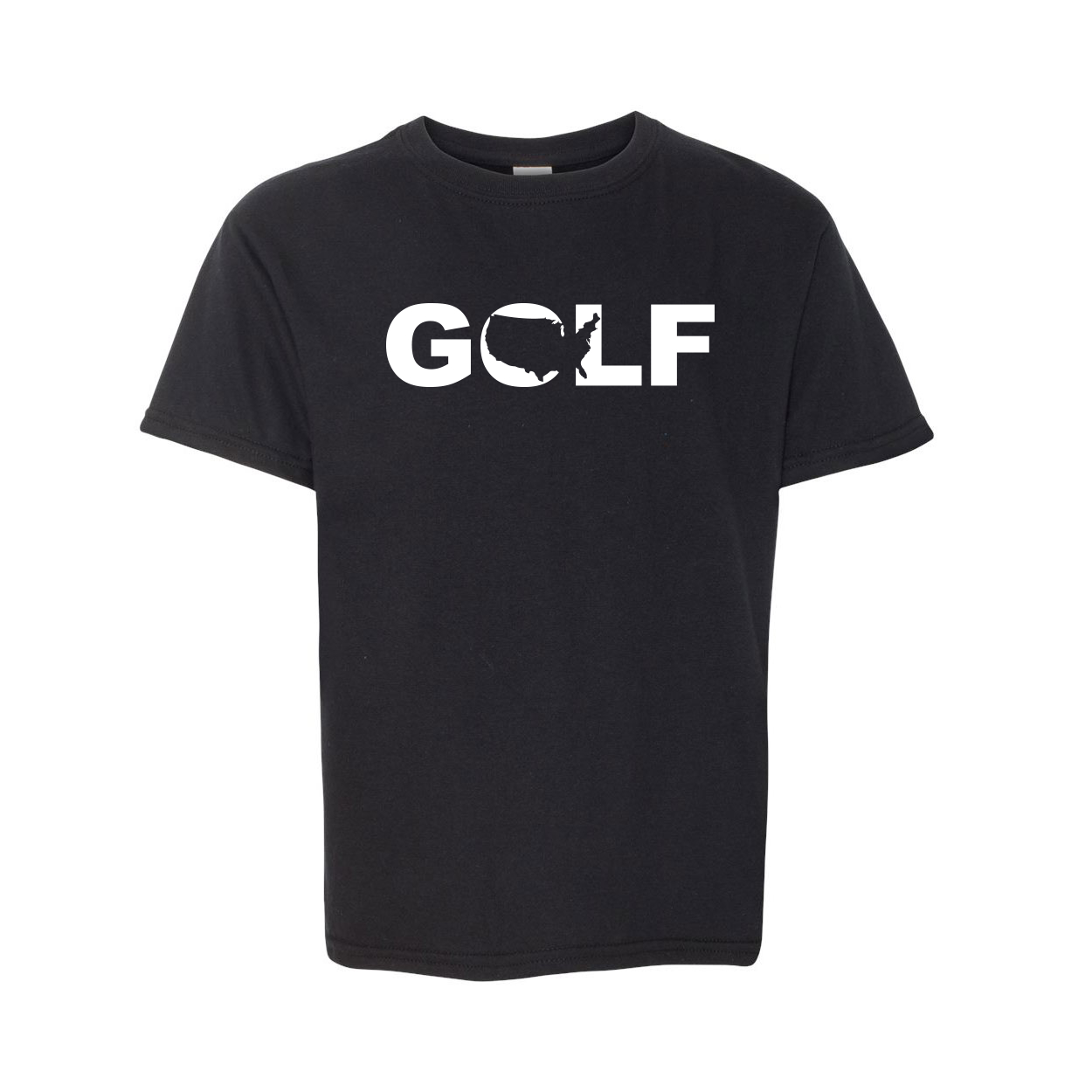 Golf United States Classic Youth T-Shirt Black (White Logo)