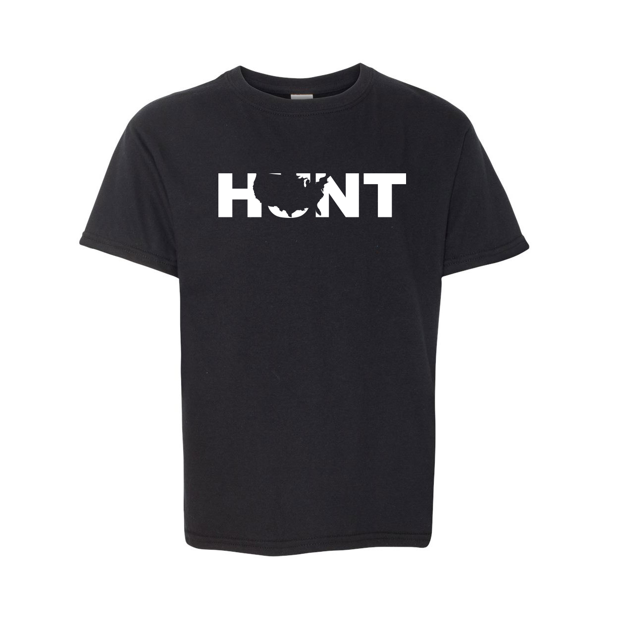 Hunt United States Classic Youth T-Shirt Black (White Logo)