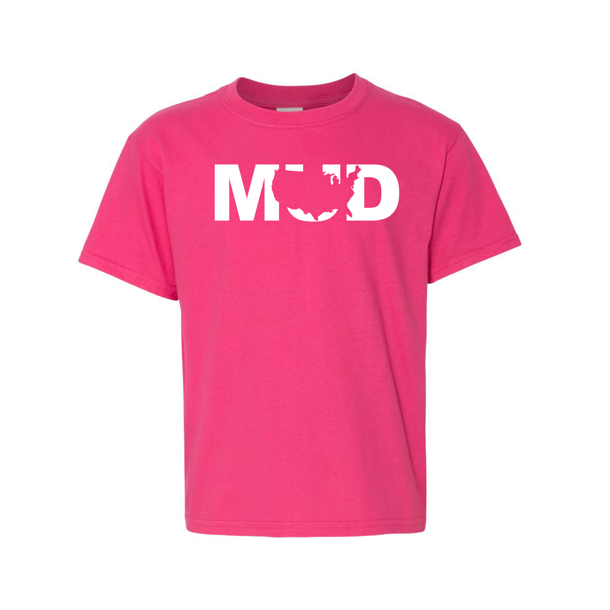 Mud United States Classic Youth T-Shirt Pink (White Logo)