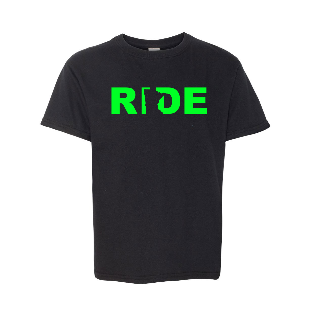 Ride Minnesota Classic Youth T-Shirt Black (Green Logo)