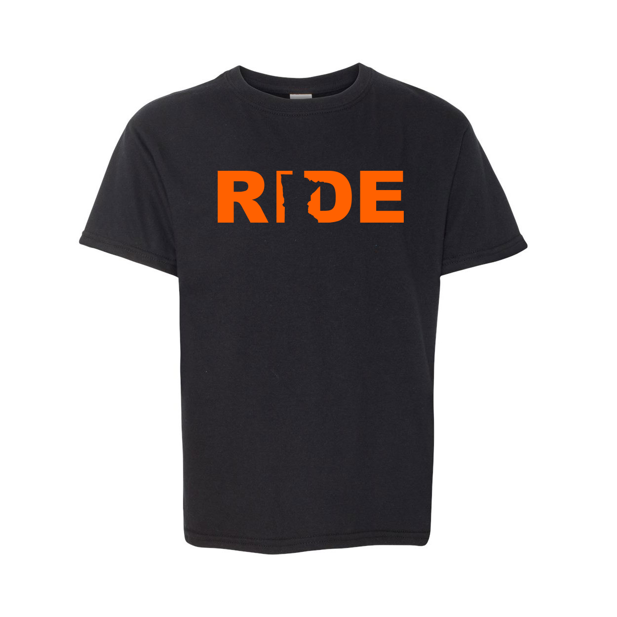 Ride Minnesota Classic Youth T-Shirt Black (Orange Logo)