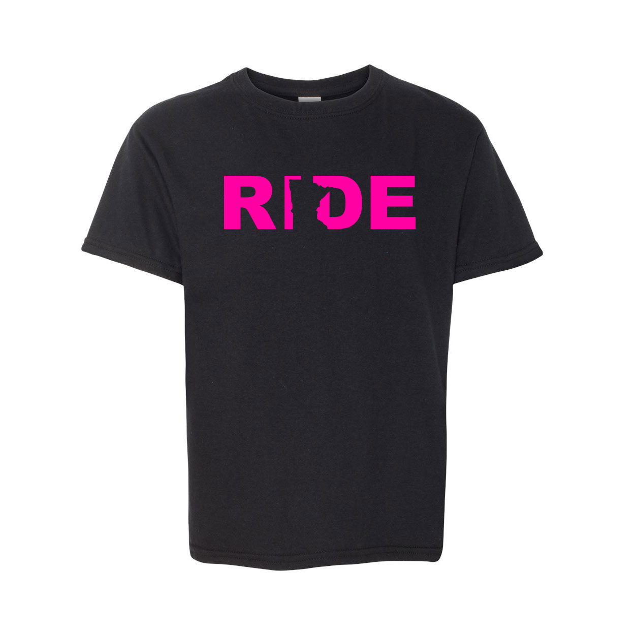 Ride Minnesota Classic Youth T-Shirt Black (Pink Logo)