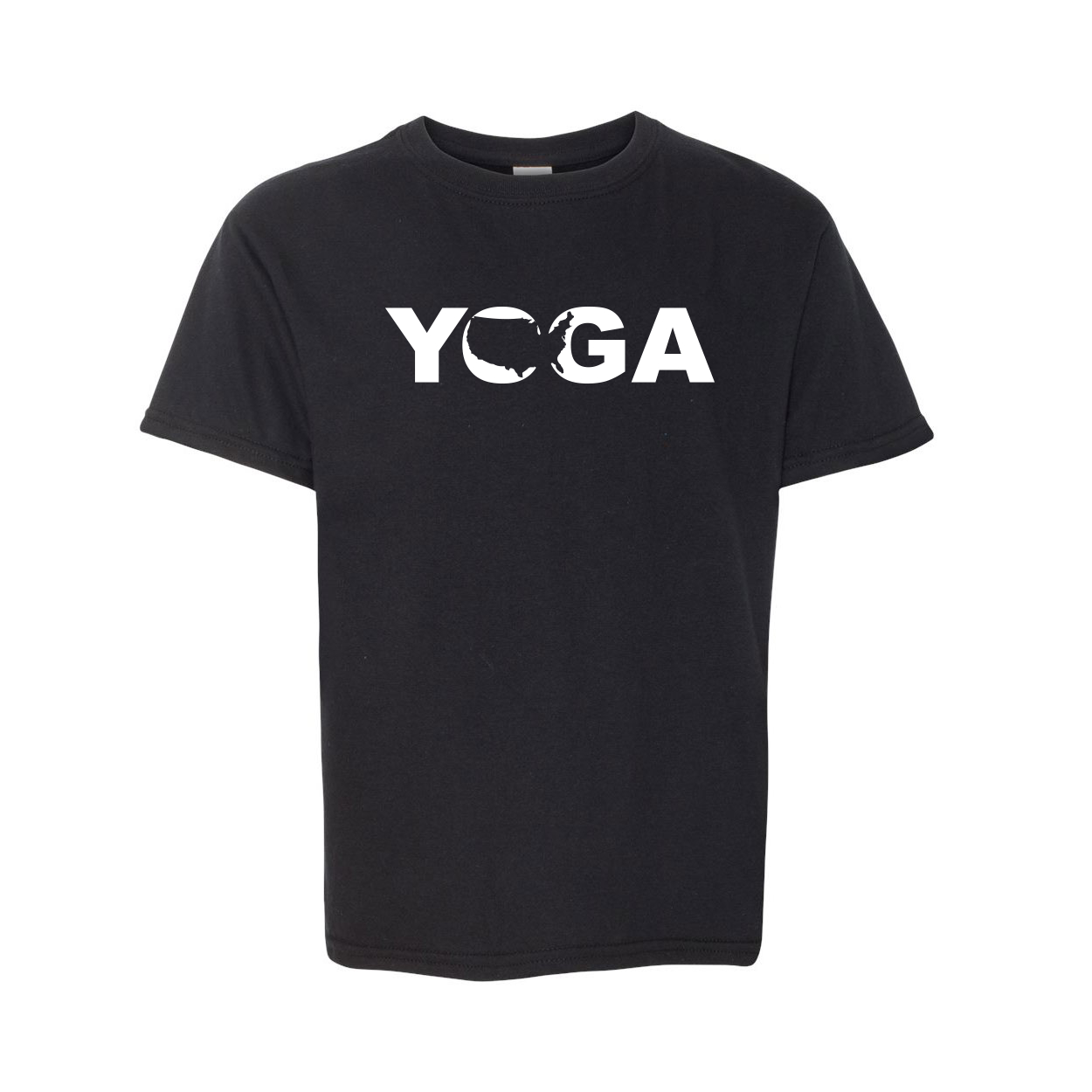 Yoga United States Classic Youth T-Shirt Black (White Logo)