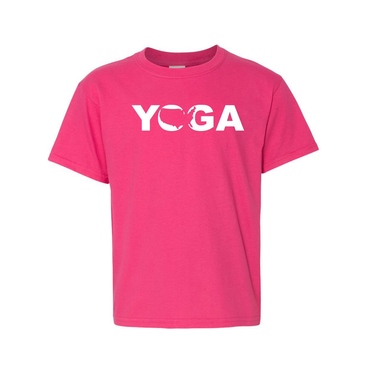 Yoga United States Classic Youth T-Shirt Pink (White Logo)