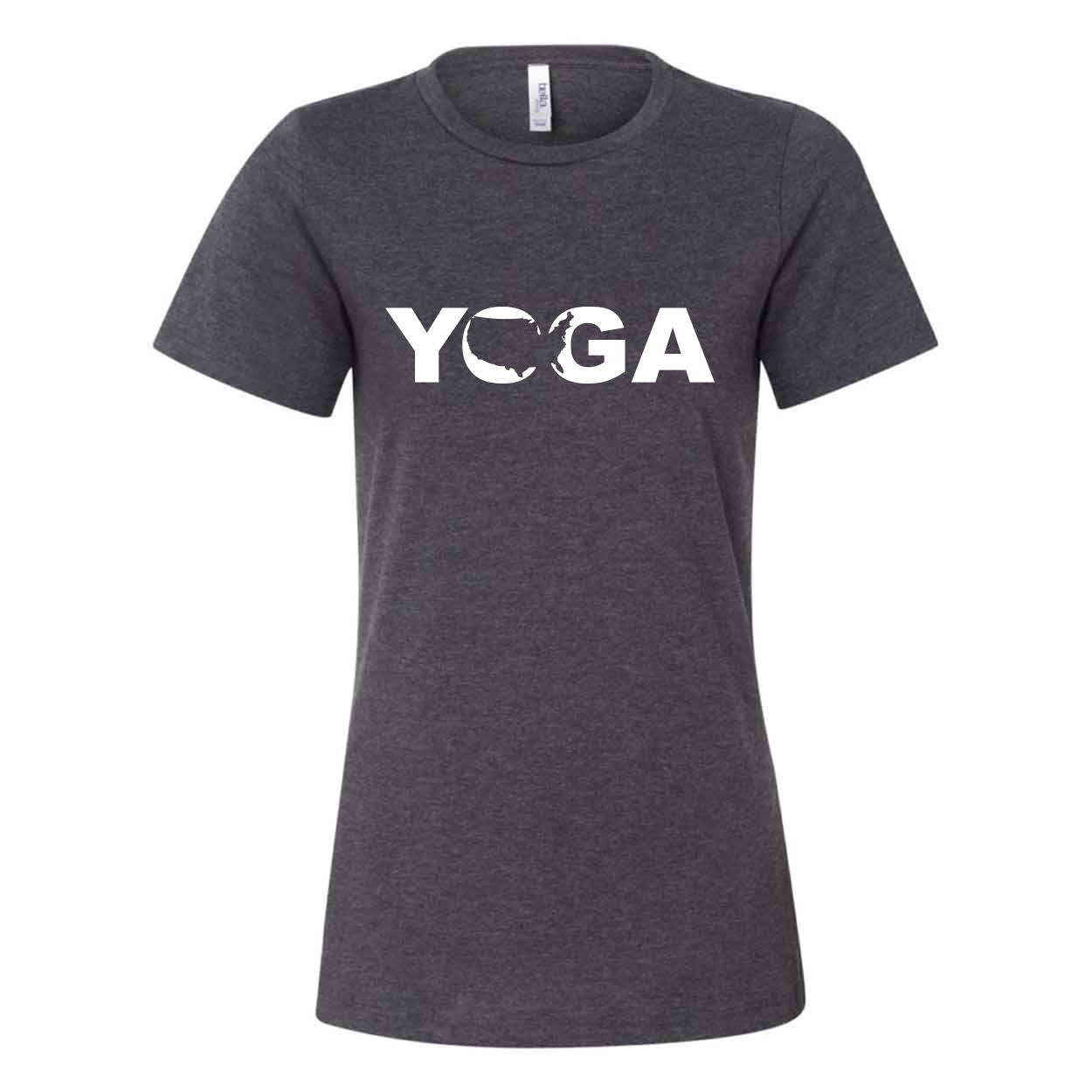 Yoga United States Classic Women's Relaxed Jersey T-Shirt Dark Gray Heather (White Logo)