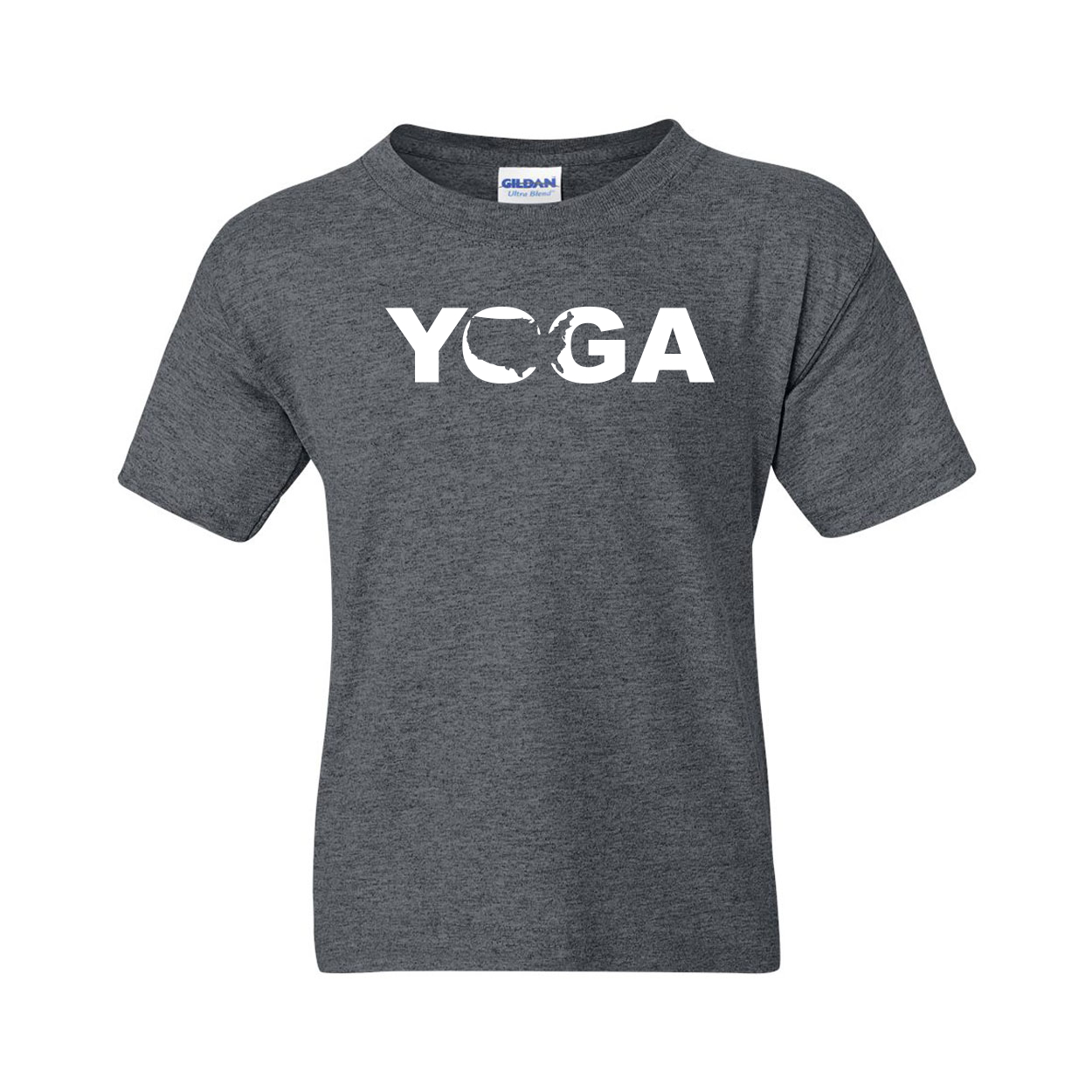 Yoga United States Classic Youth T-Shirt Dark Heather Gray (White Logo)