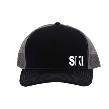 Ski Minnesota Classic Trucker Snapback Hat Black Gray White