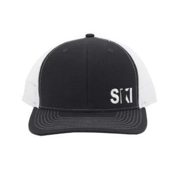 Ski Minnesota Classic Trucker Snapback Hat Black White White
