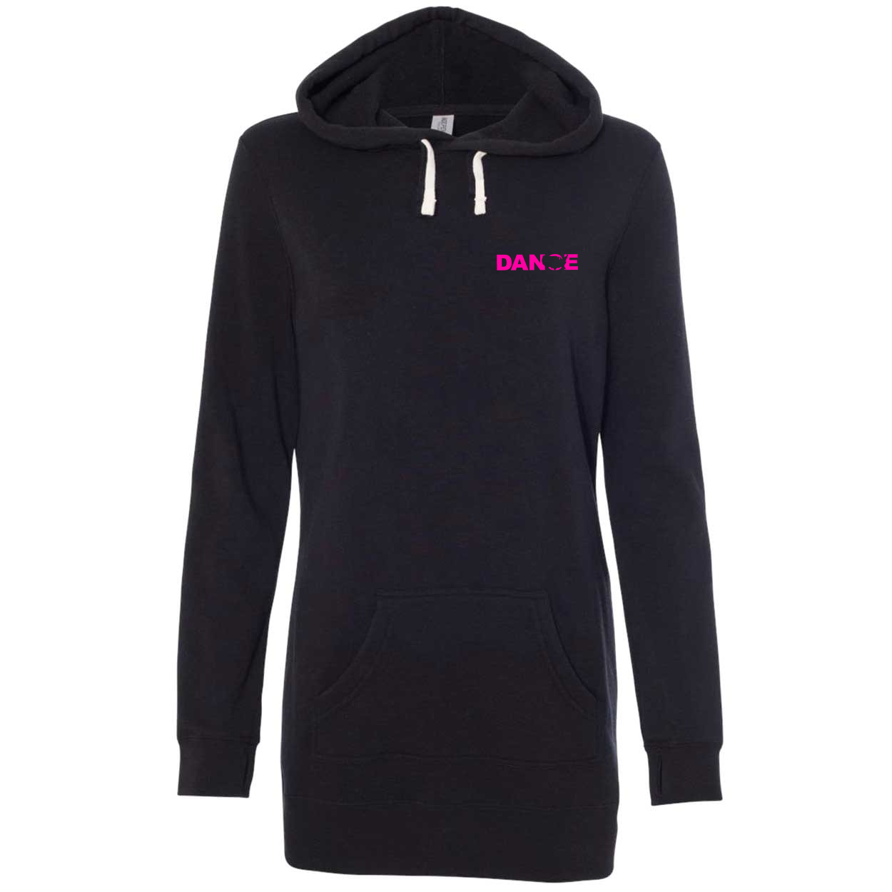 Dance United States Night Out Womens Pullover Hooded Sweatshirt Dress Black (Pink Logo)