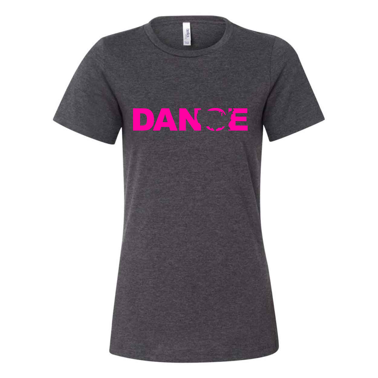 Dance United States Women's Classic Relaxed Jersey T-Shirt Dark Gray Heather (Pink Logo)