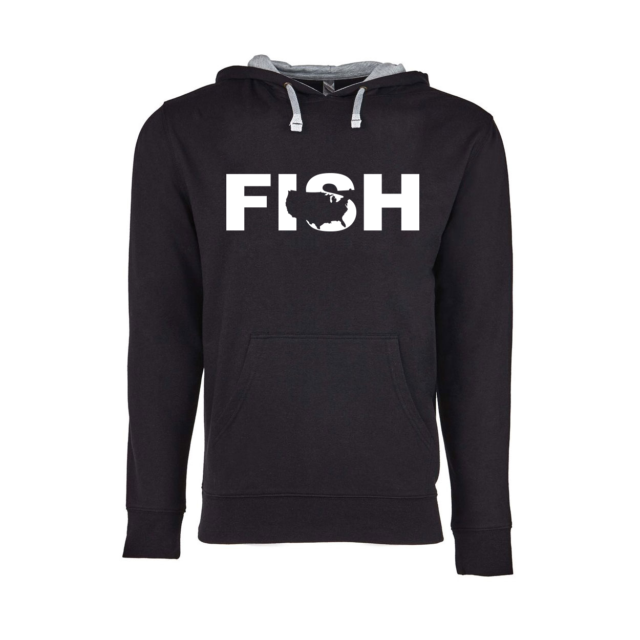 Fish United States Classic Lightweight Sweatshirt Black/Heather Gray (White Logo)