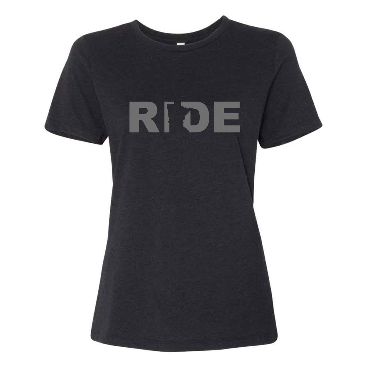 Ride Minnesota Women's Classic Relaxed Jersey T-Shirt Black Heather (Gray Logo)