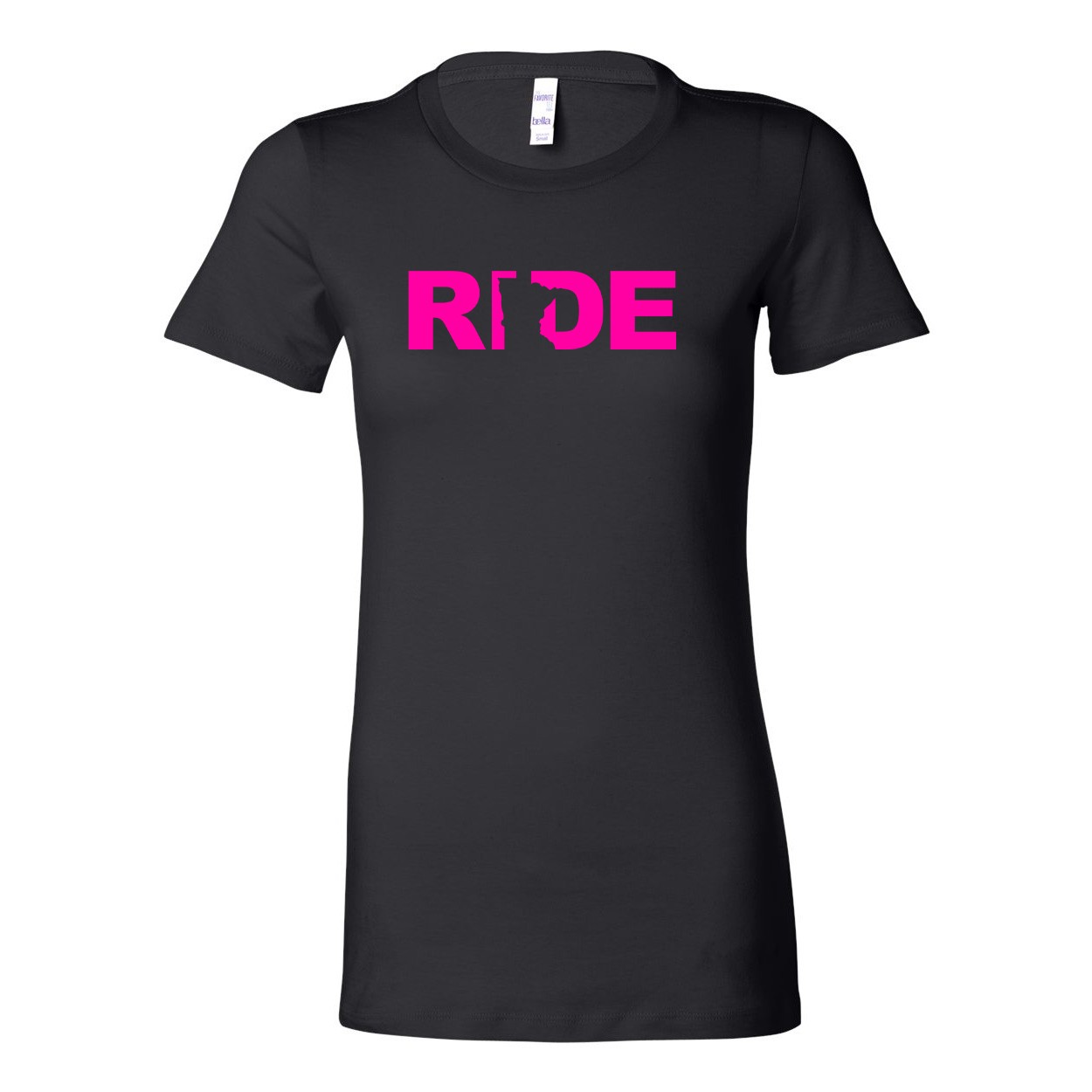 Ride Minnesota Women's Classic Fitted Tri-Blend T-Shirt Black (Pink Logo)