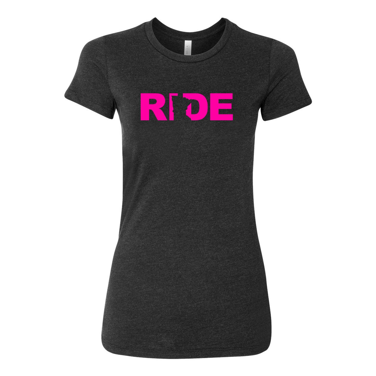 Ride Minnesota Women's Classic Fitted Tri-Blend T-Shirt Dark Heather Gray (Pink Logo)