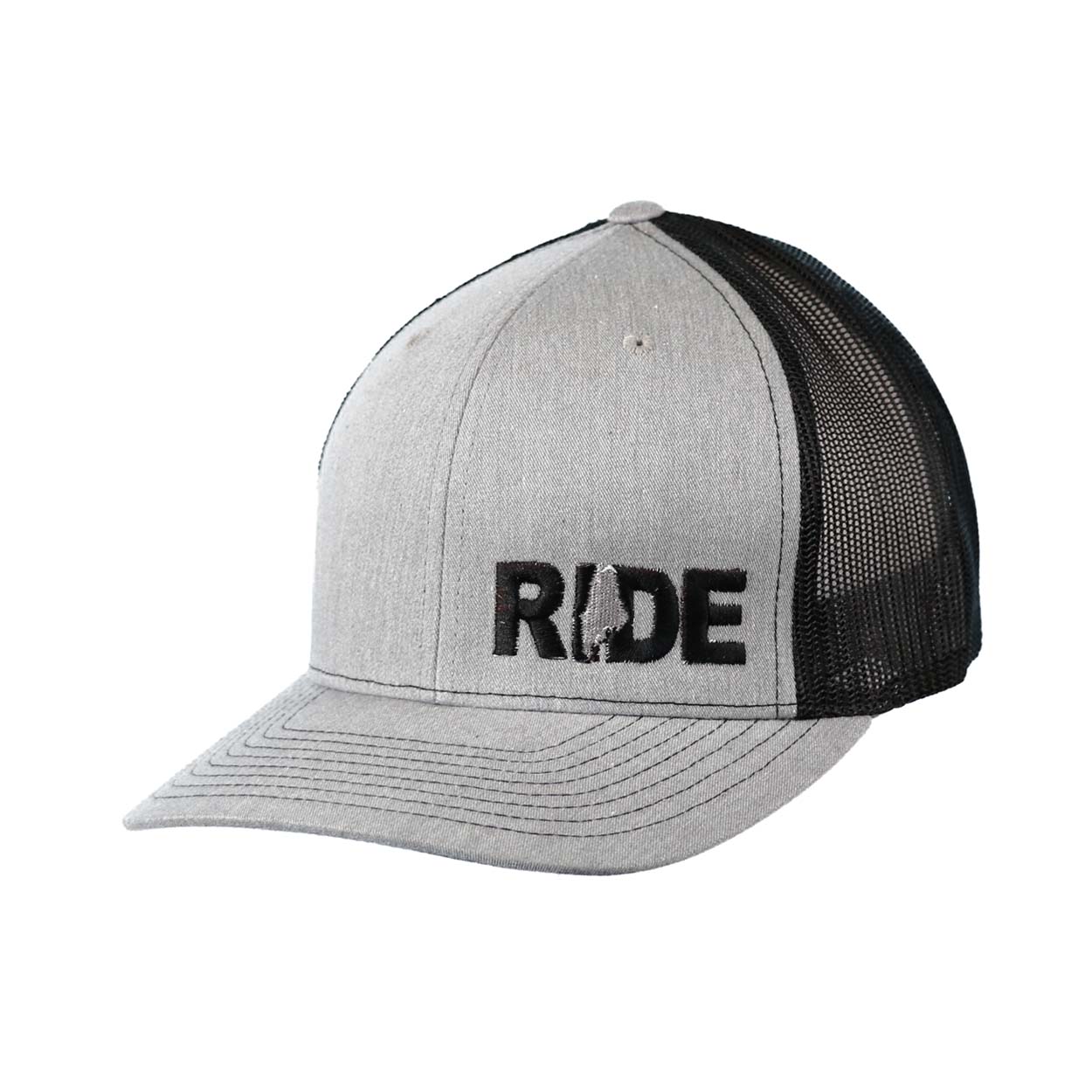 Ride Maine Classic Pro Night Out Embroidered Snapback Trucker Hat Heather Gray/Black
