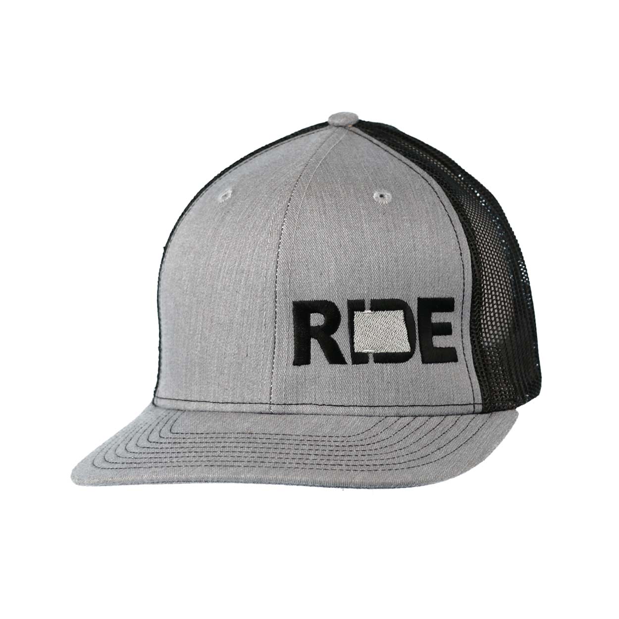 Ride North Dakota Night Out Embroidered Snapback Trucker Hat Heather Gray/Black