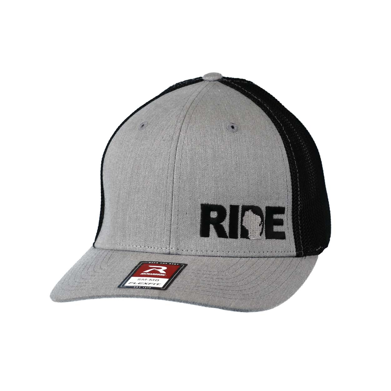 Ride Wisconsin Night Out Embroidered Flex Fit Mesh Hat Heather Gray/Black