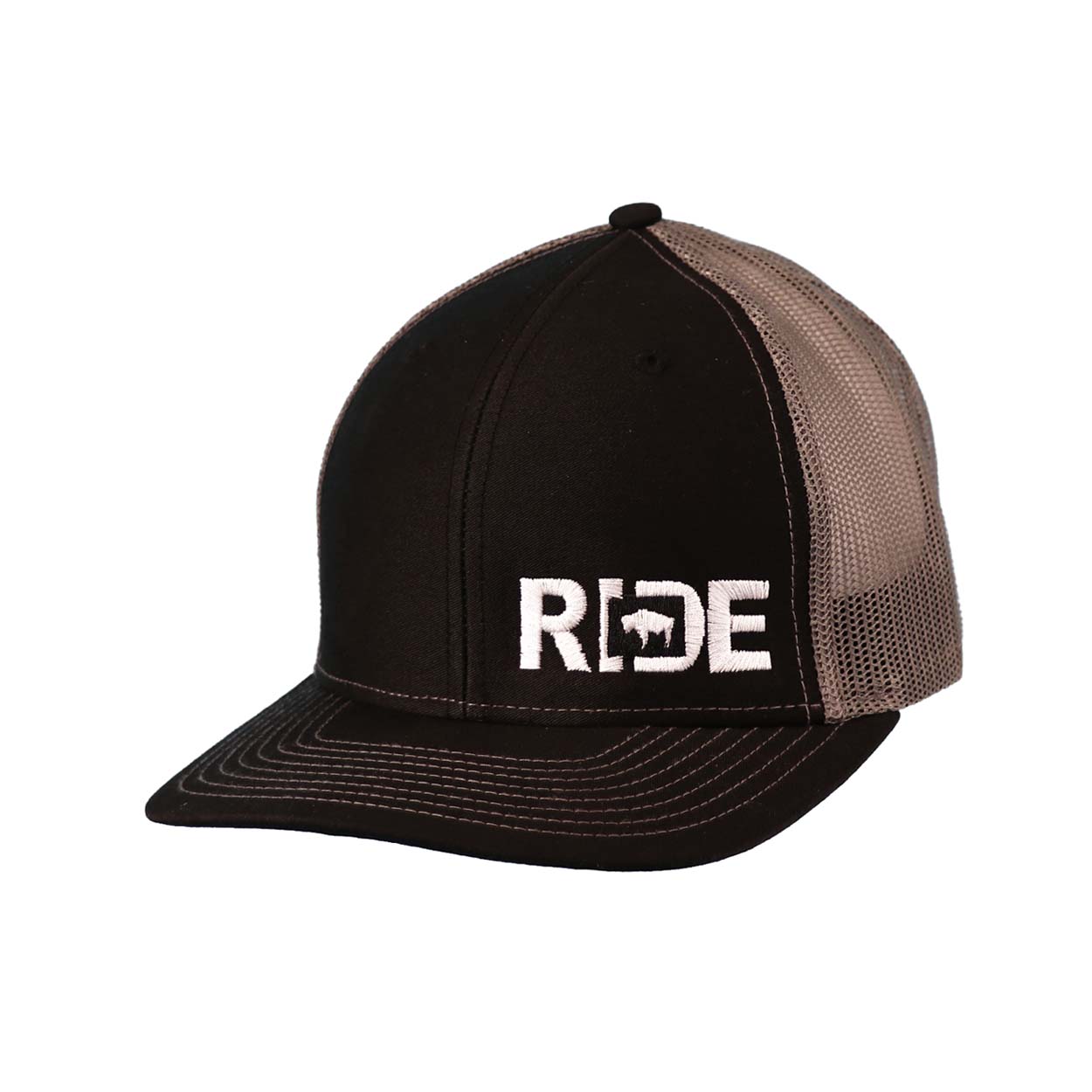 Ride Wyoming Night Out Pro Embroidered Snapback Trucker Hat Black/Gray