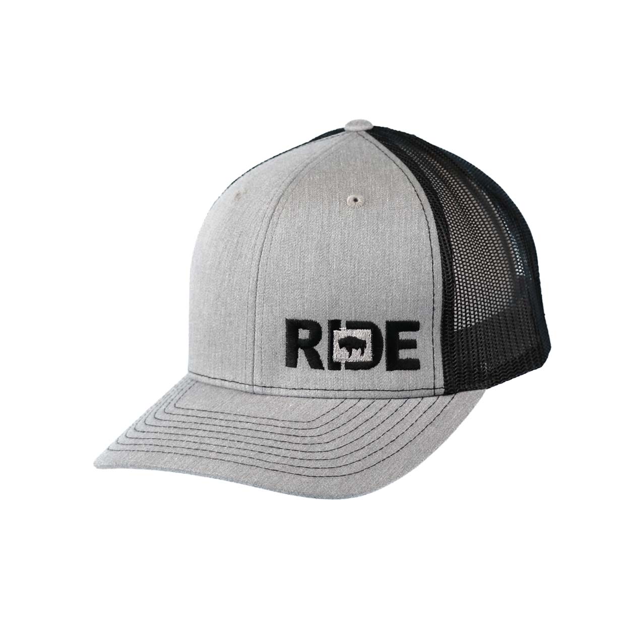 Ride Wyoming Classic Pro Night Out Embroidered Snapback Trucker Hat Heather Gray/Black