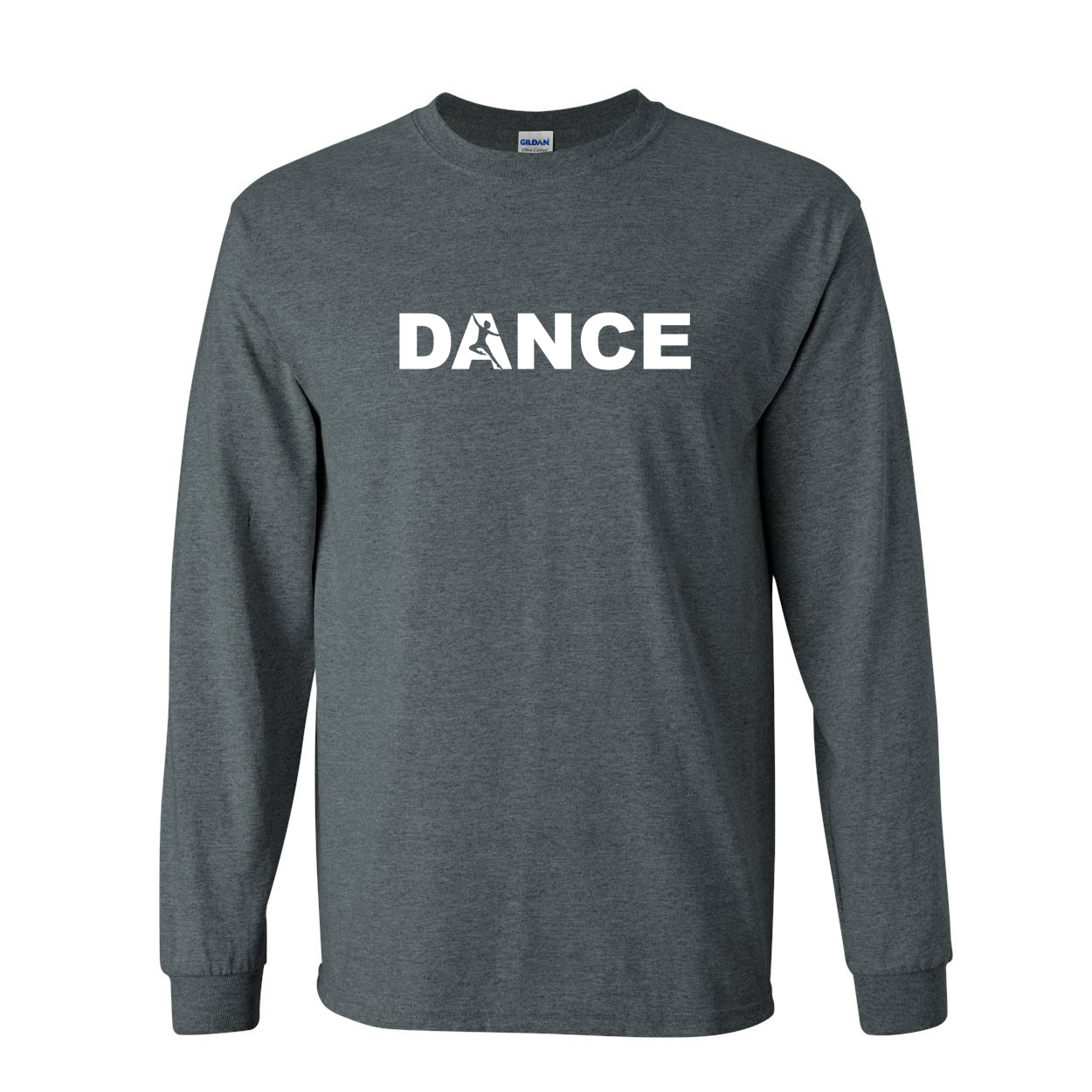 Dance Silhouette Logo Classic Long Sleeve T-Shirt Dark Heather (White Logo)