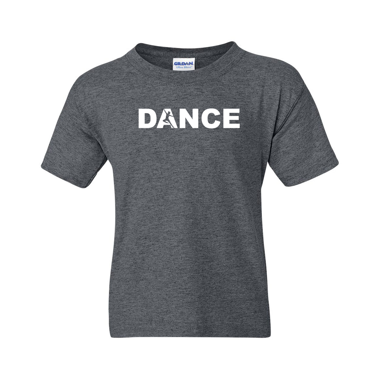 Dance Silhouette Logo Classic Youth T-Shirt Dark Heather Gray (White Logo)