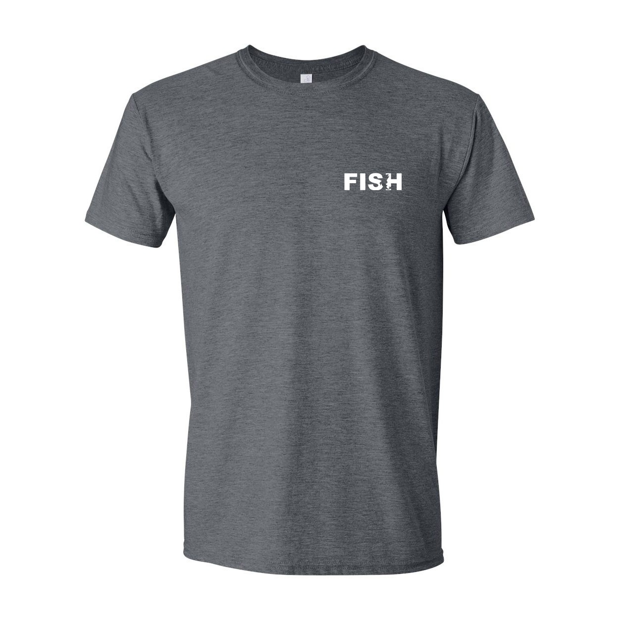 Fish Catch Logo Night Out T-Shirt Dark Heather Gray (White Logo)