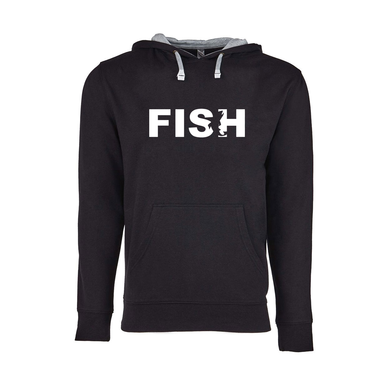Fish Catch Logo Classic Lightweight Sweatshirt Black/Heather Gray (White Logo)