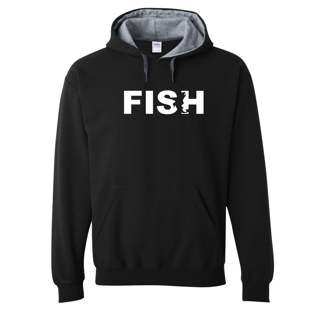 Fish Catch Logo Classic Contrast Sweatshirt Black (White Logo)