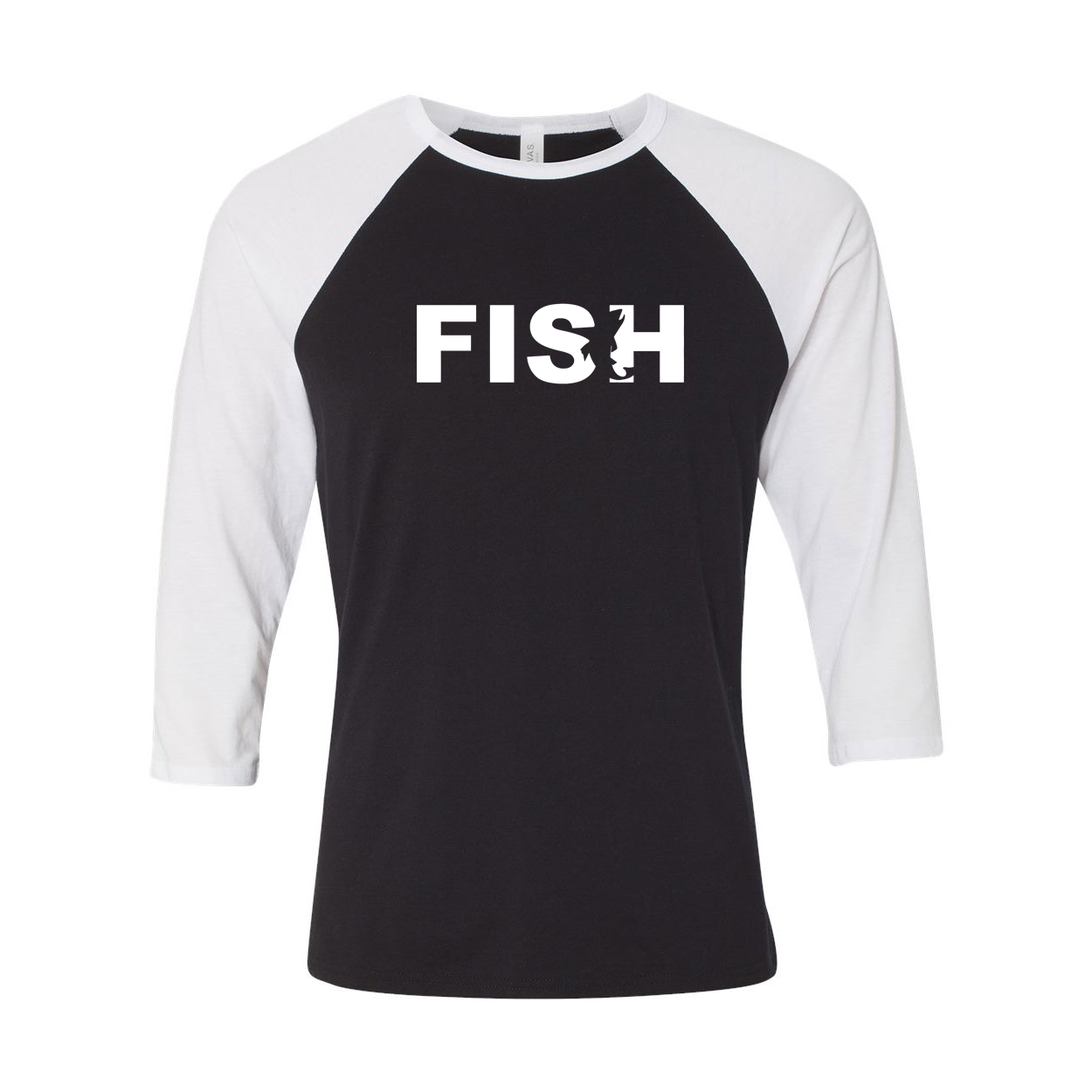 Fish Catch Logo Classic Raglan Shirt Black/White (White Logo)