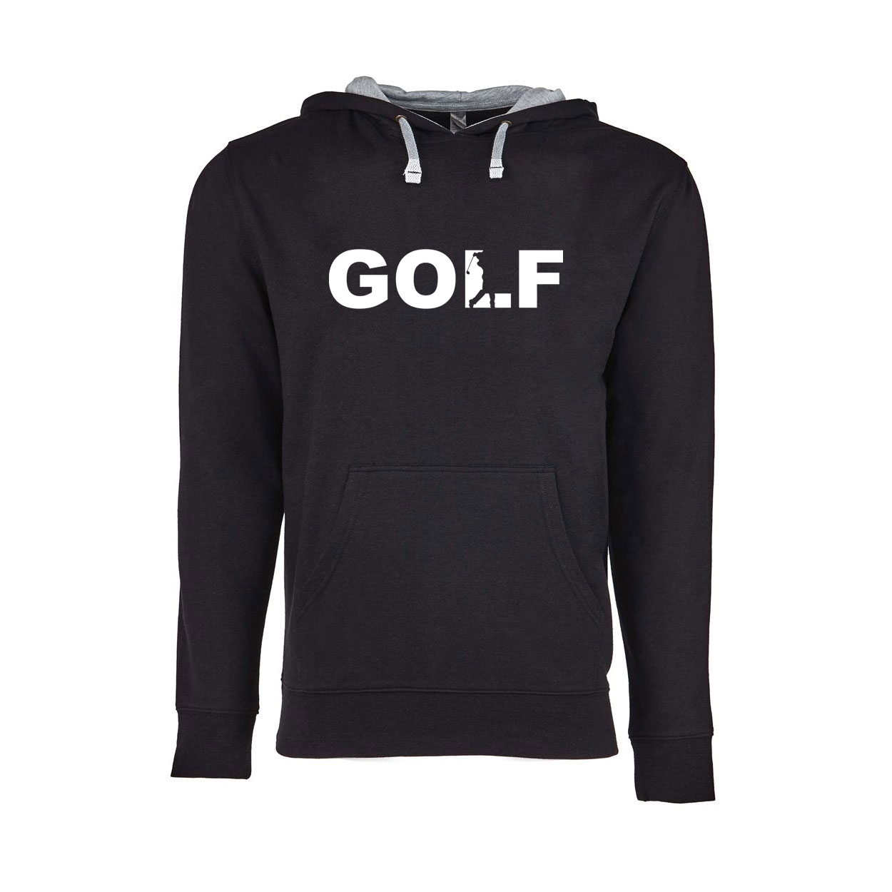 Golf Swing Logo Classic Lightweight Sweatshirt Black/Heather Gray (White Logo)