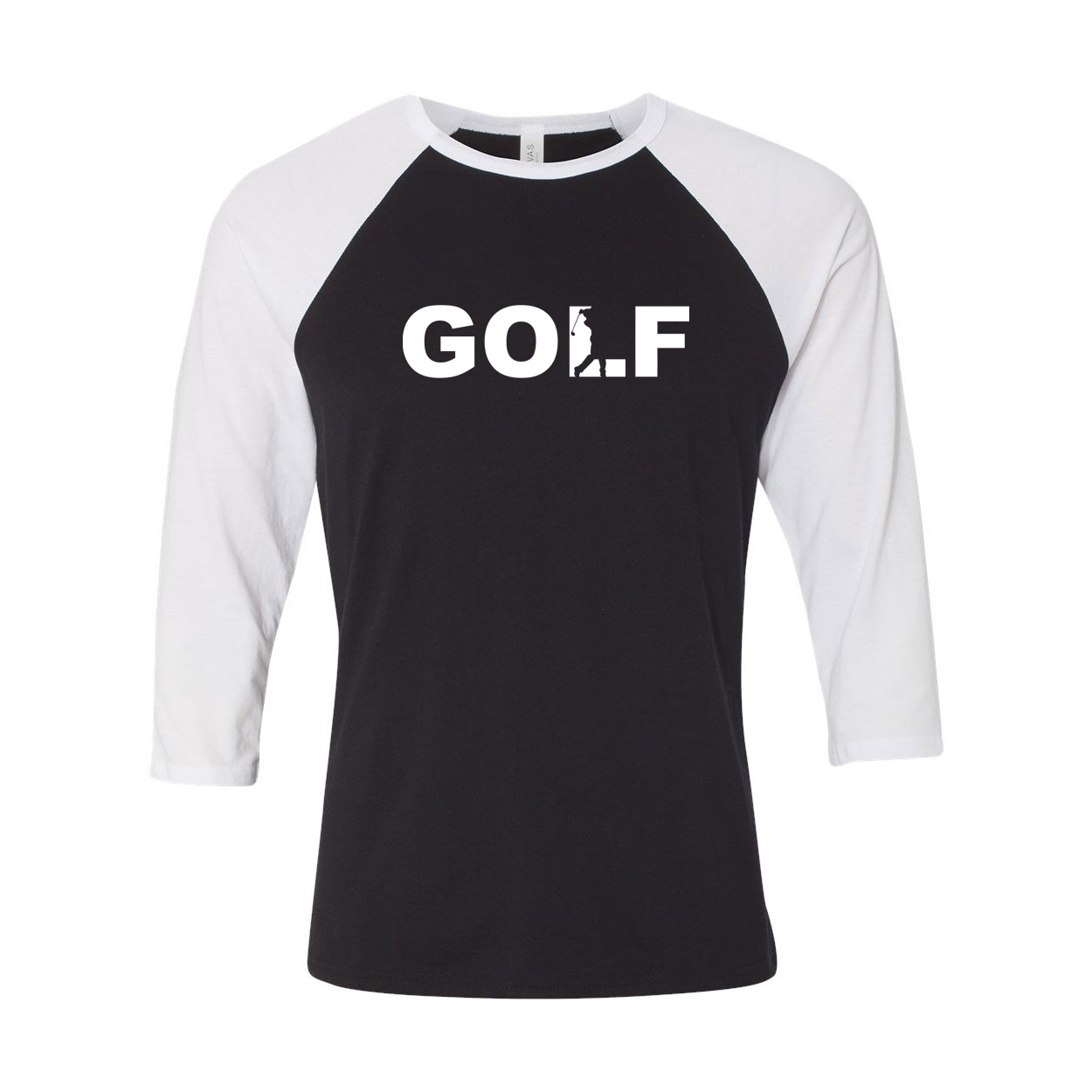 Golf Swing Logo Classic Raglan Shirt Black/White (White Logo)