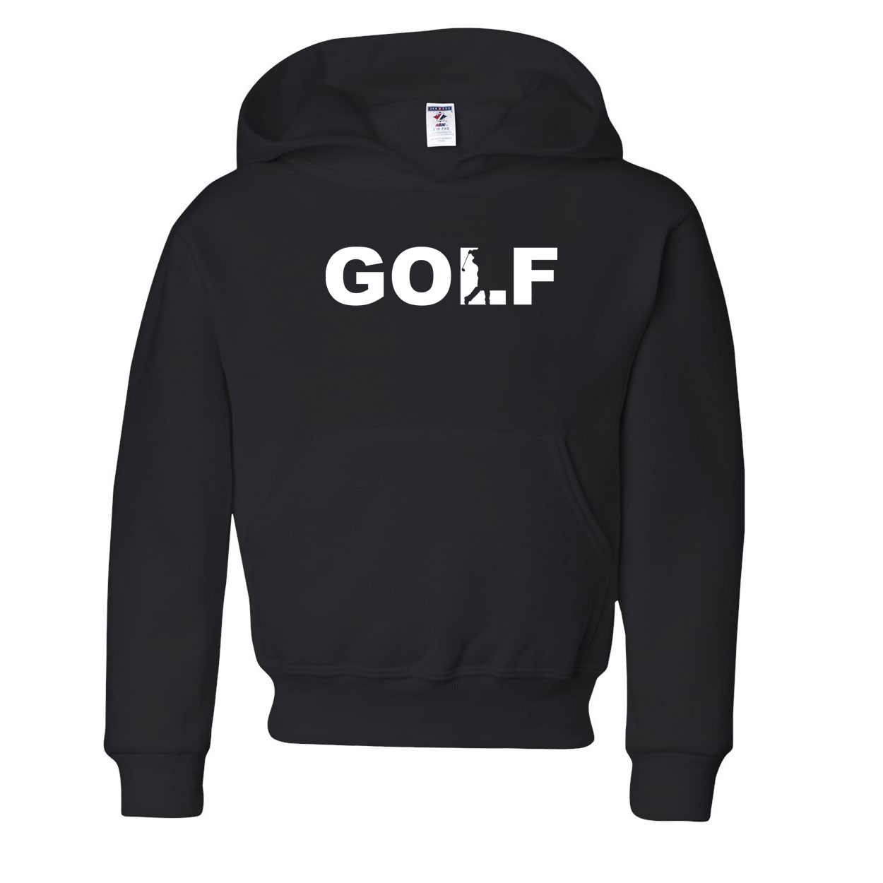 Golf Swing Logo Classic Youth Sweatshirt Black (White Logo)