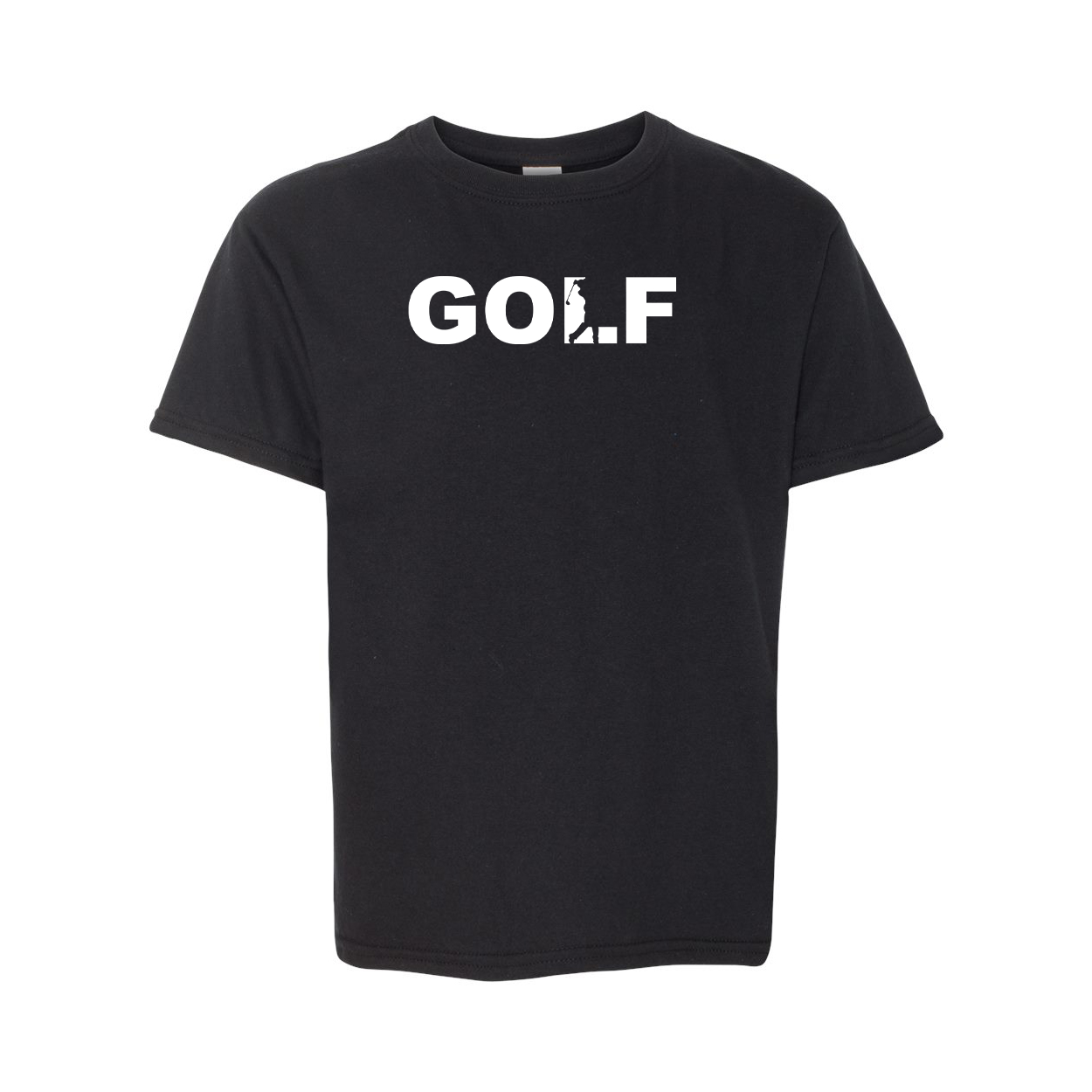 Golf Swing Logo Classic Youth T-Shirt Black (White Logo)