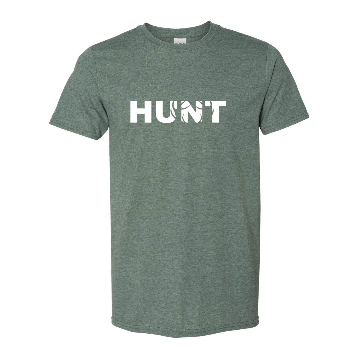 Hunt Rack Logo Classic T-Shirt Heather Military Green (White Logo)