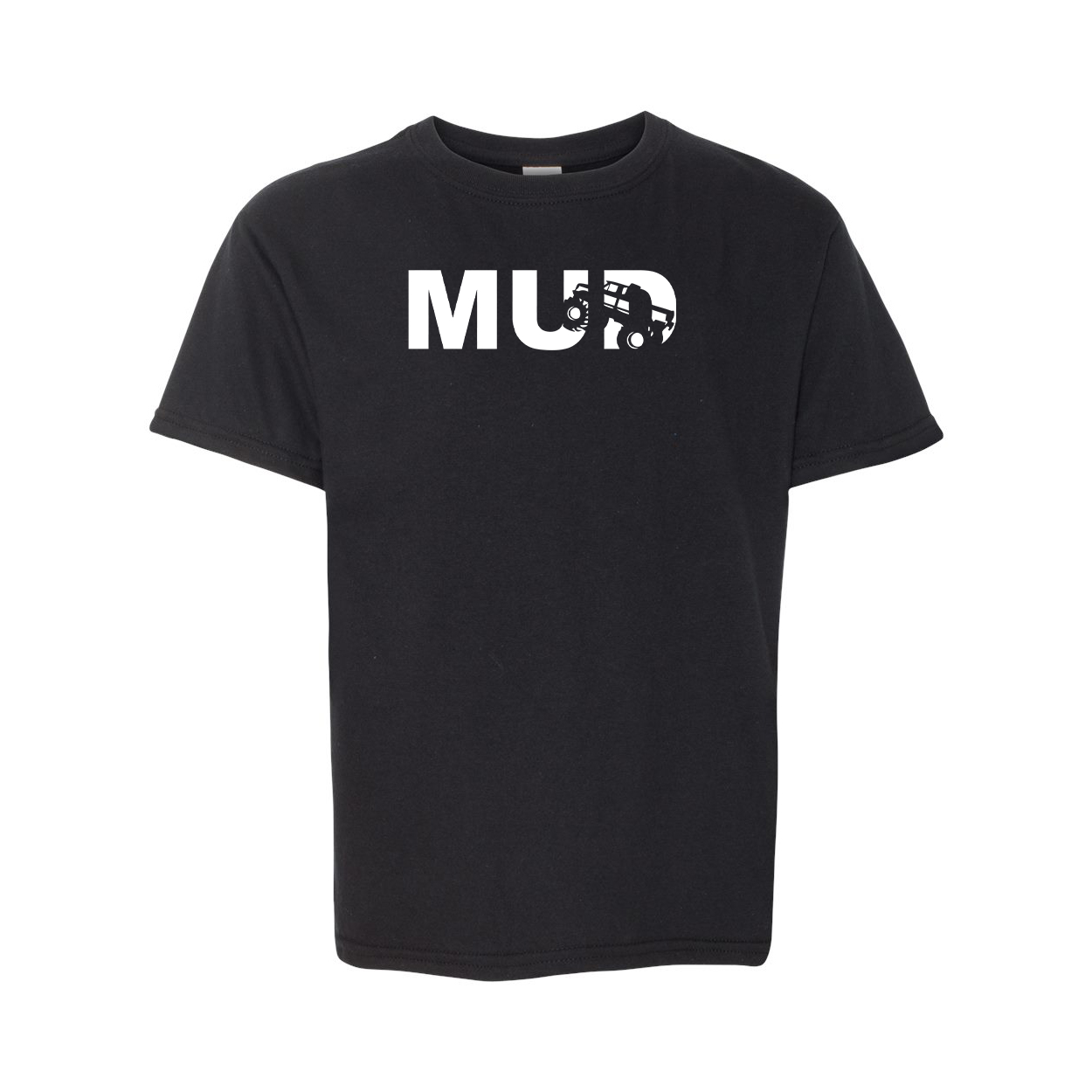 Mud Truck Logo Classic Youth T-Shirt Black (White Logo)