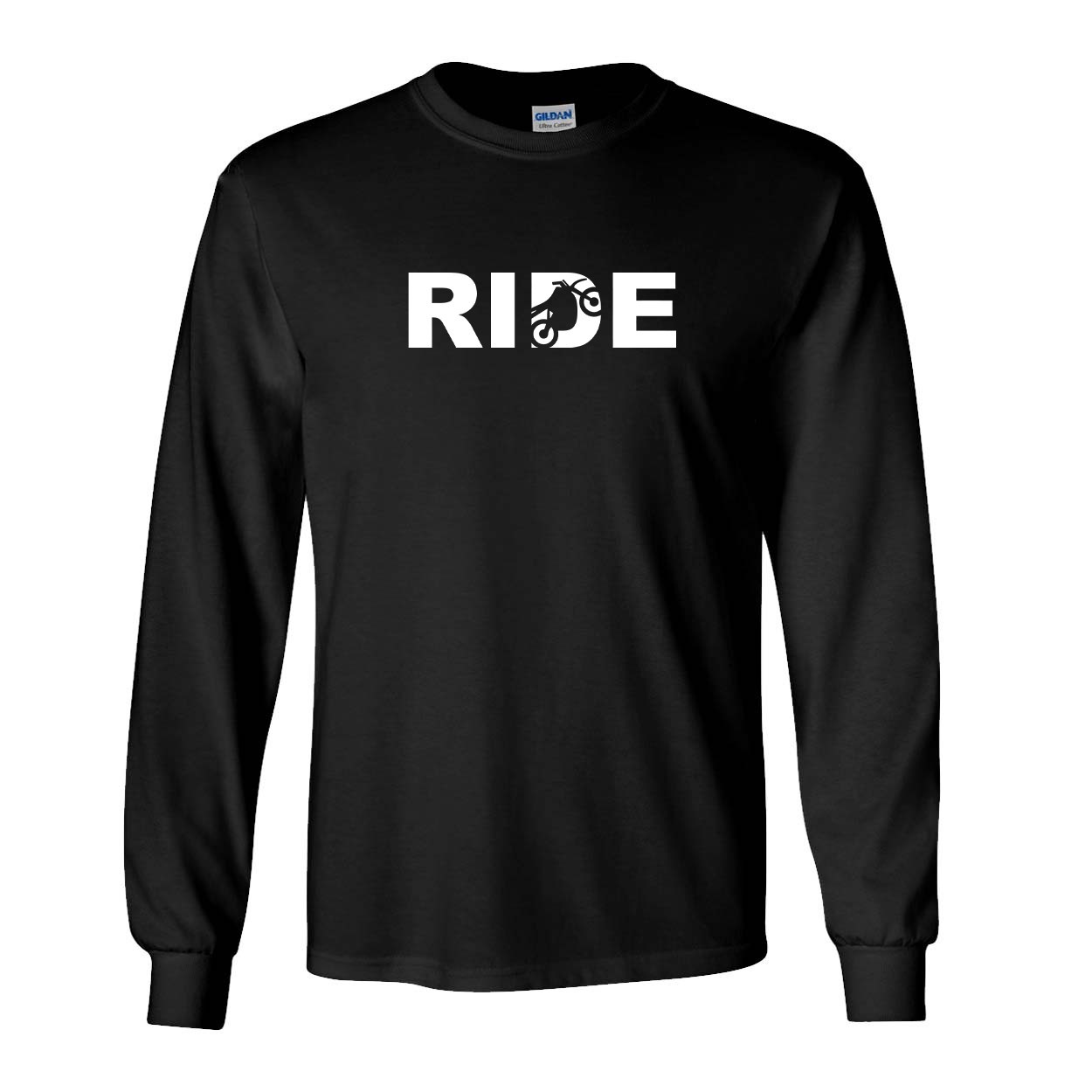 Ride Moto Logo Classic Long Sleeve T-Shirt Black (White Logo)