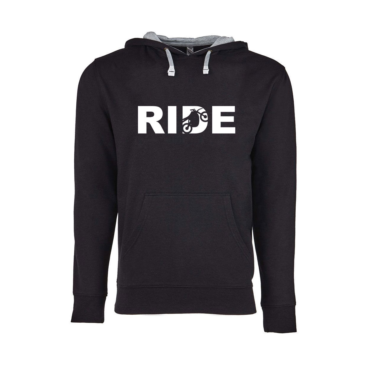 Ride Moto Logo Classic Lightweight Sweatshirt Black/Heather Gray (White Logo)