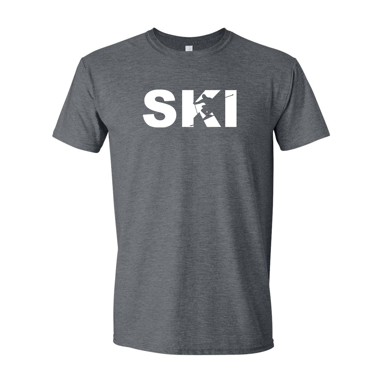 Ski Downhill Logo Classic T-Shirt Dark Heather Gray (White Logo)