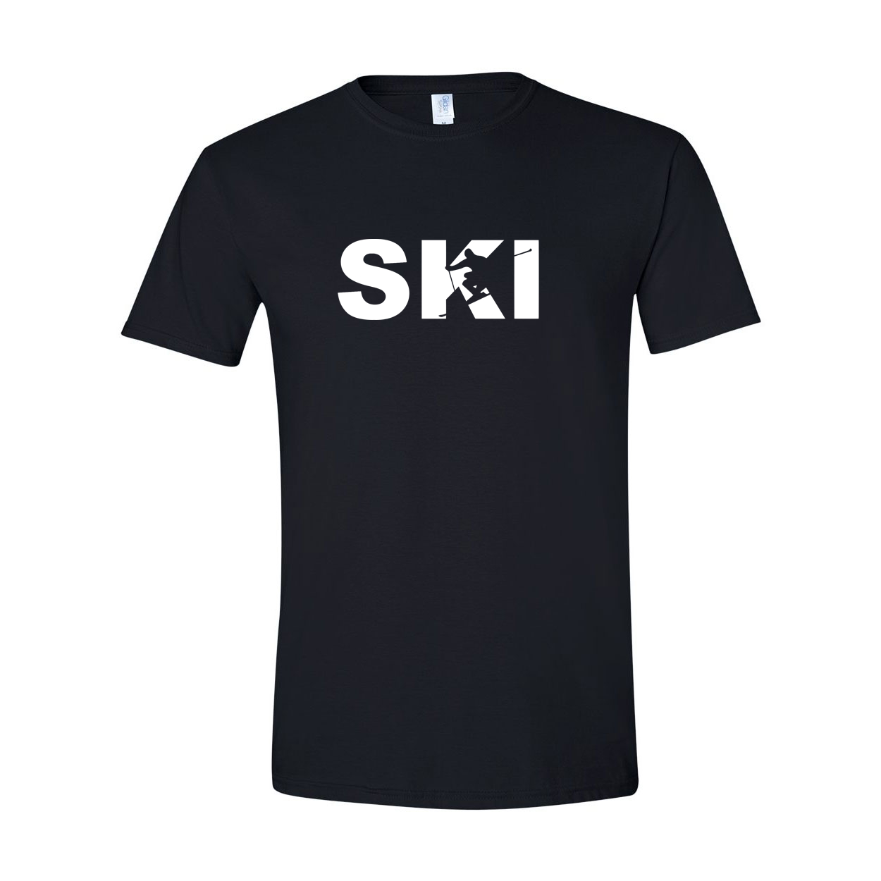 Ski Downhill Logo Classic T-Shirt Black (White Logo)