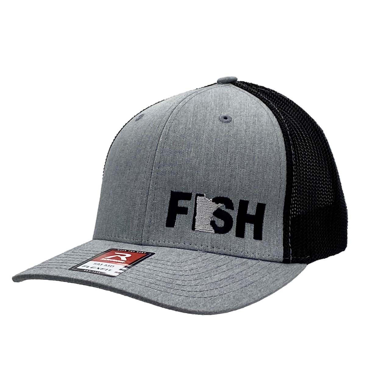 Fish Minnesota Night Out Embroidered Richardson Flex Fit Mesh Snapback Trucker Hat Heather Gray/Black