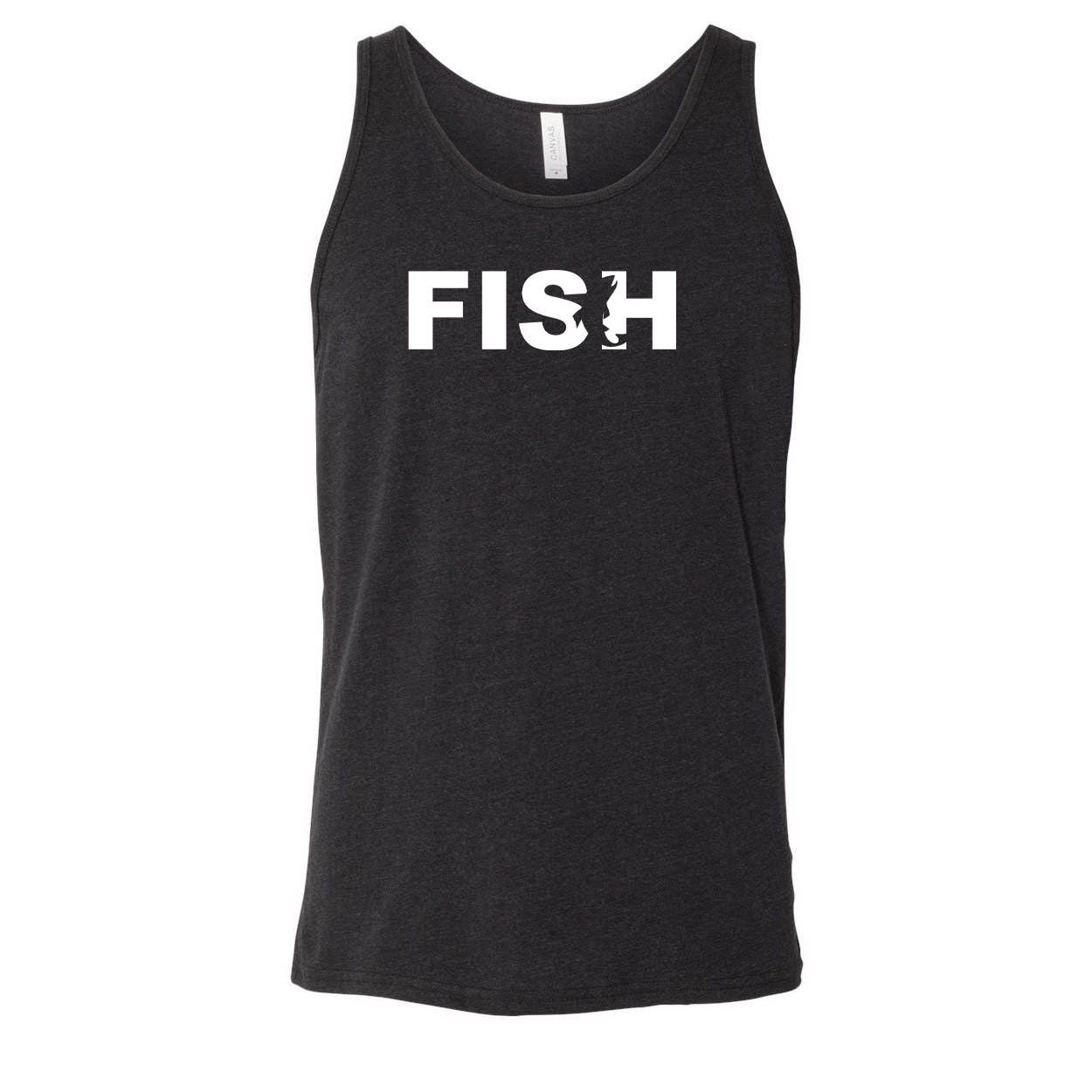 Fish Catch Logo Classic Men's Unisex Tank Top Dark Heather Gray (White Logo)