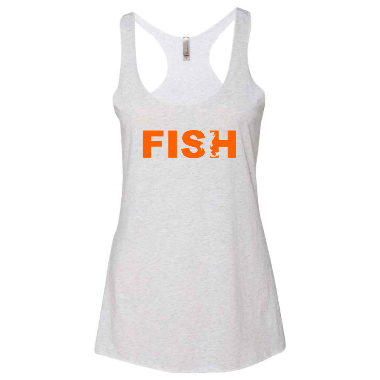 Fish Catch Logo Classic Women's Ultra Thin Tank Top Heather White (Orange Logo)